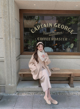 萌萌Ja 韩漫三分~两色浣熊绒显瘦半身裙直筒松紧高腰针织长裙新款