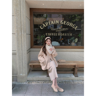 萌萌Ja 韩漫三分~两色浣熊绒显瘦半身裙直筒松紧高腰针织长裙新款