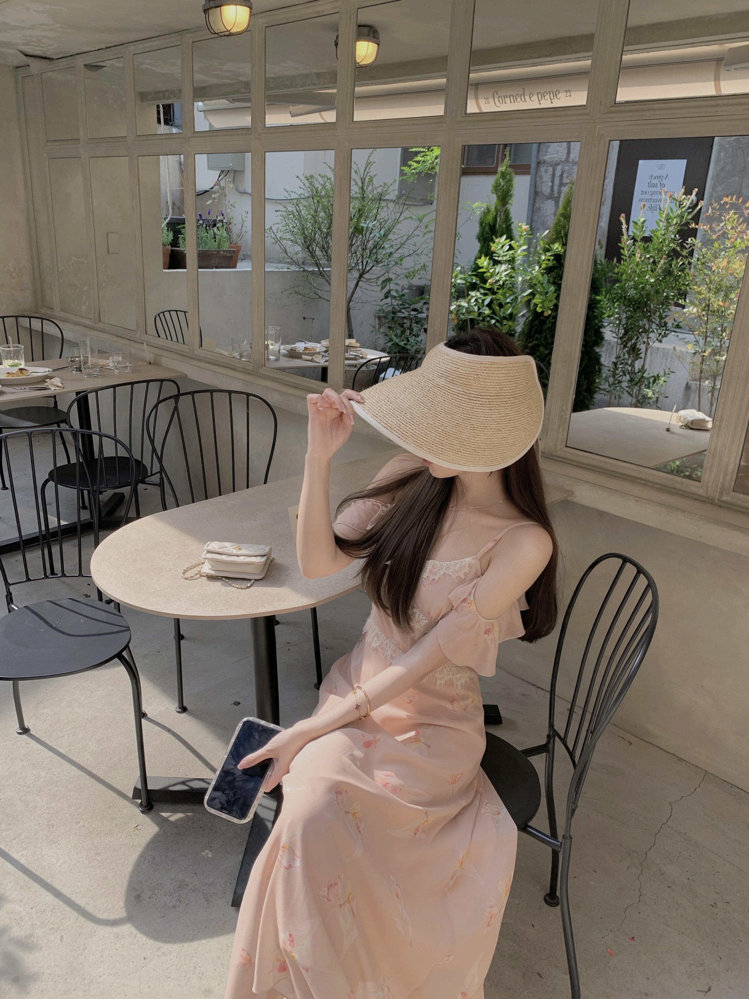 萌萌Ja」桔梗慕斯 温柔姐姐碎花蕾丝吊带显瘦连衣裙橘粉色长裙夏图片