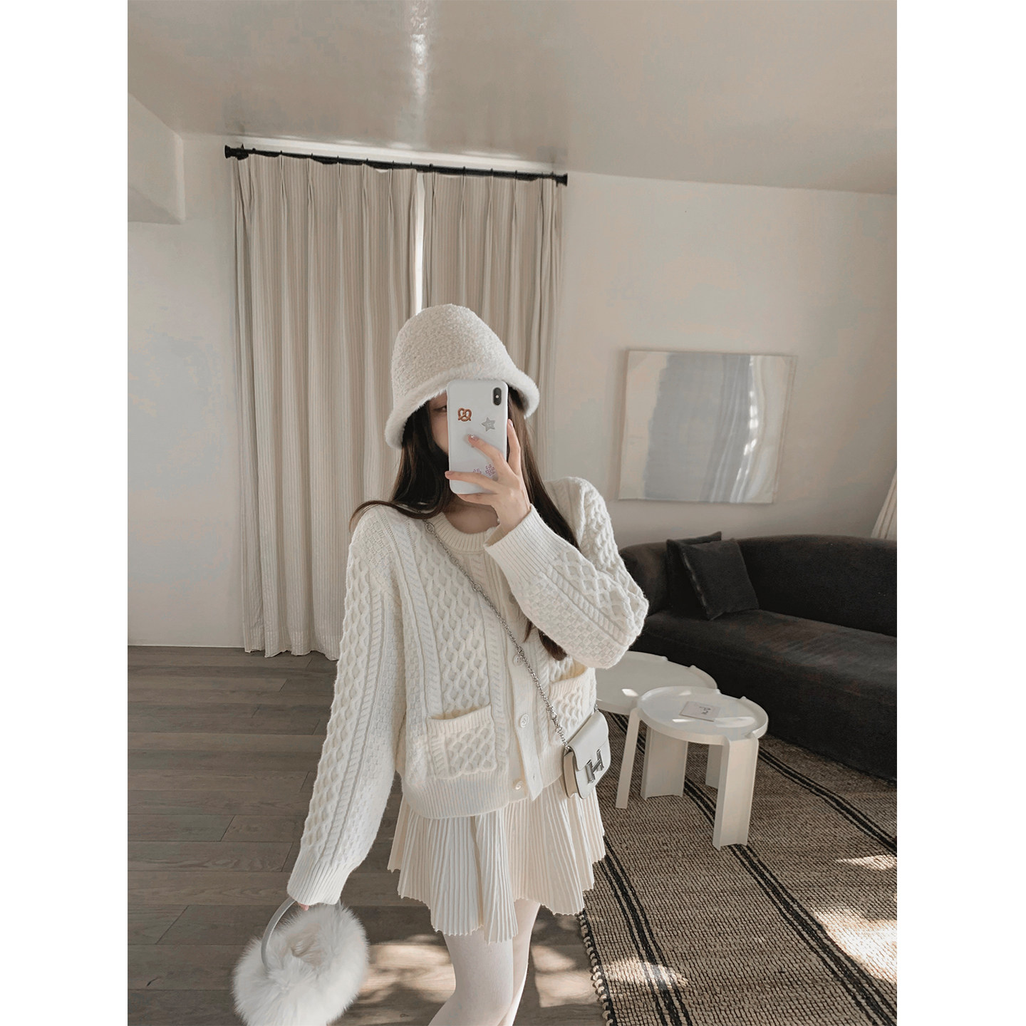 萌萌Ja 曼城故事~中古温柔浪漫绞花针织开衫圆领贝壳扣毛衣上衣女,女装/女士精品,毛针织衫,淘宝优惠券,粉丝福利购,淘宝优惠卷