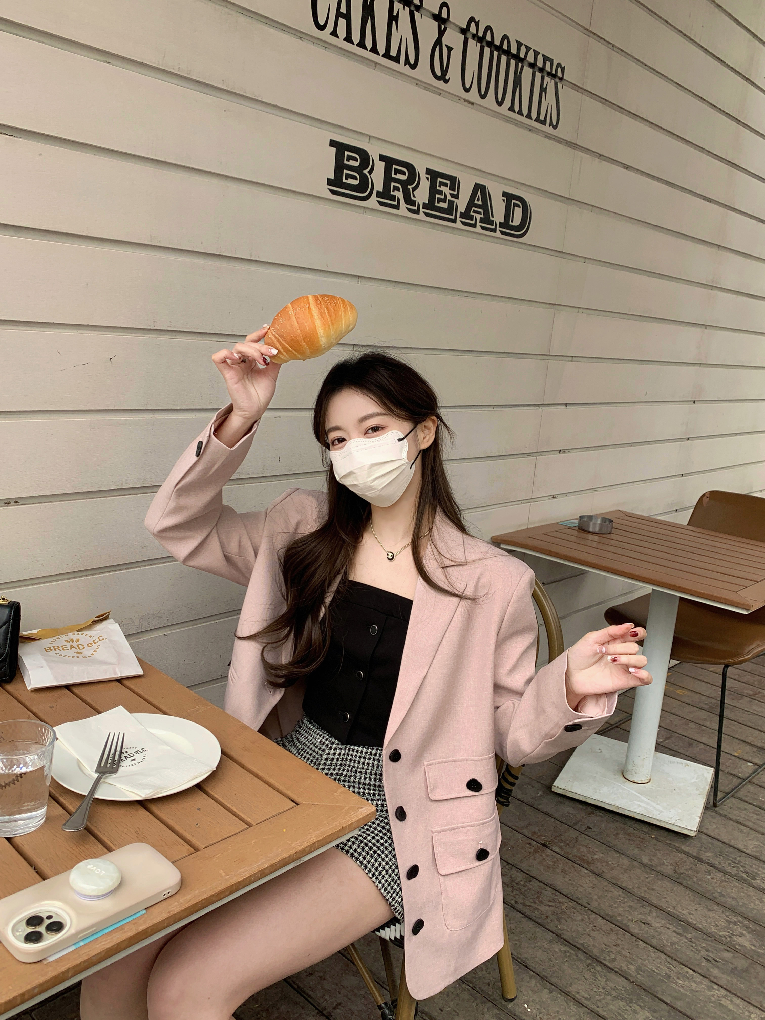 mmengja」 加州樱桃 款温柔甜美风新气质粉色西装外套女