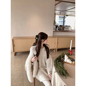 两色重工镂空钩花连衣裙温柔甜美针织开衫 萌萌Ja 浪漫解构 毛衣女