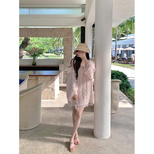 萌萌Ja粉色针织裙两件套连衣裙