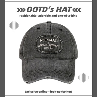 水洗牛仔灰色棒球帽女破洞做旧显脸小鸭舌帽休闲大头围软顶帽子男