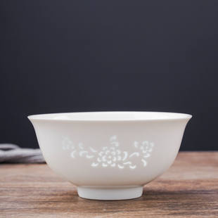景德镇餐具纯白玲珑瓷家用创意饭碗面碗吐骨碟菜盘子高端乔迁送人