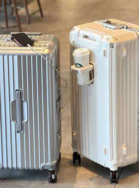 时光记大容量铝框行李箱男女24寸拉杆箱学生出国旅行箱包密码箱