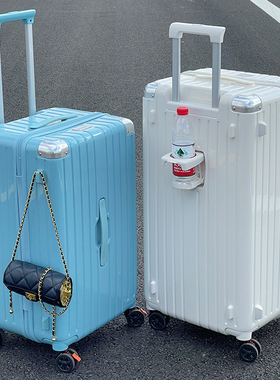 时光记大容量杯架行李箱男女刹车轮拉杆箱万向轮pc密码28寸旅行箱