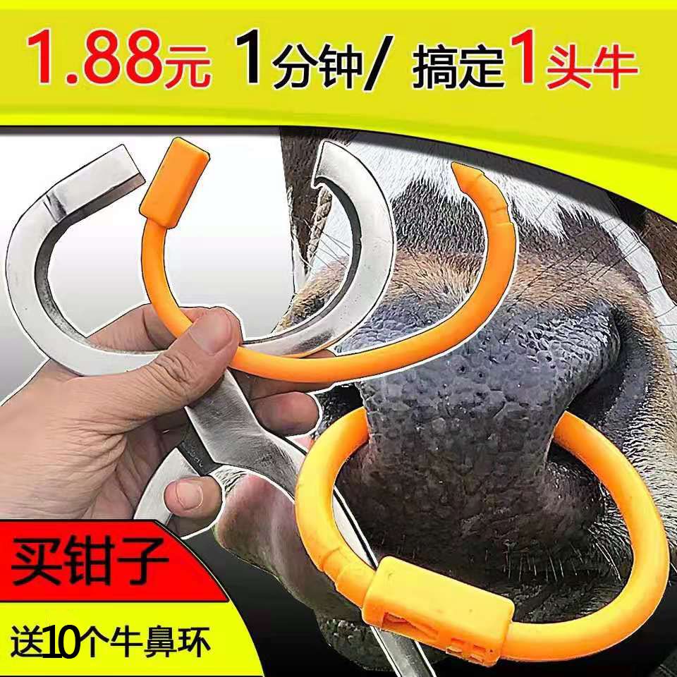 牛鼻圈牛鼻环塑料养牛场设备牛用打孔穿孔钳牛鼻子牵引扣牛鼻钳子