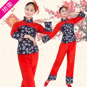 阿庆嫂演出服新款 抖音表演服中老年秧歌服舞蹈村姑碎花采茶女服装