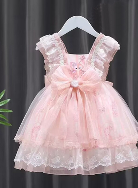玲娜贝尔裙子星黛露粉色洛丽塔公主裙儿童裙蕾丝花边小童公主裙夏
