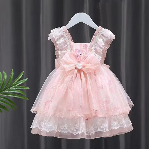 玲娜贝尔裙子星黛露粉色洛丽塔公主裙儿童裙蕾丝花边小童公主裙夏