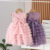 女童连衣裙夏季 2025新款 洋气儿童背心裙女孩网红网纱公主蛋糕裙子
