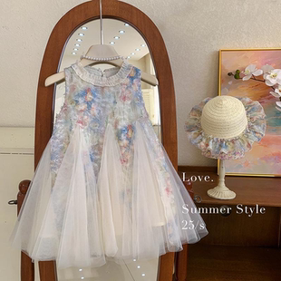 网纱裙儿童洋气公主夏季 亮片无袖 背心裙子 连衣裙2025新款 女童夏装