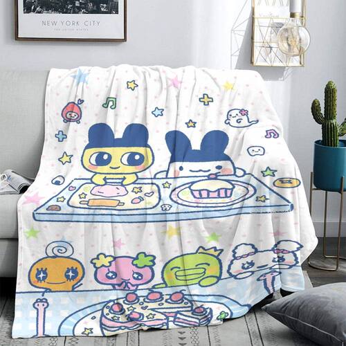 拓麻歌子毛毯印花小盖毯子卡通可爱麻美吉午睡柔软盖毯法兰绒宿舍