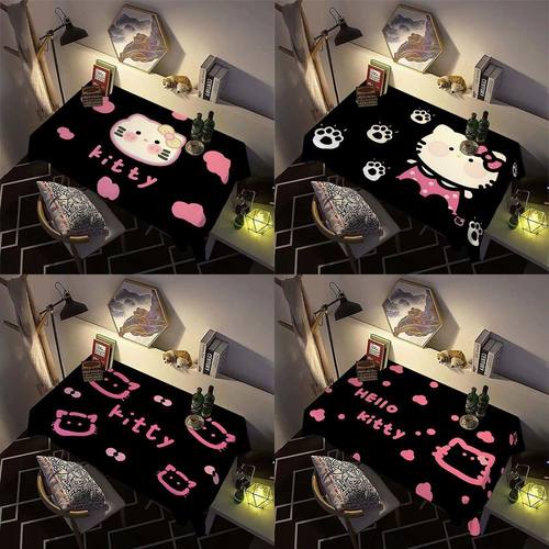 HelloKitty凯蒂猫卡通可爱桌布ins黑色系宿舍卧室书桌装饰防尘布