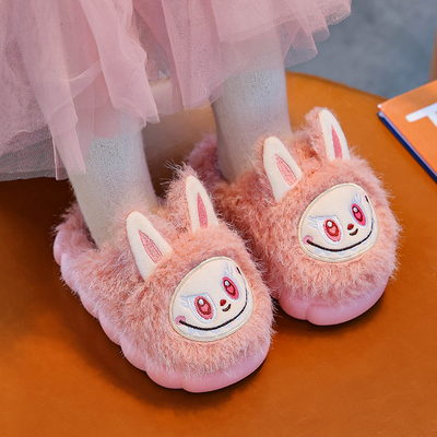 拉布布儿童棉拖鞋男女童防滑室内家居冬天加绒冬季保暖棉拖