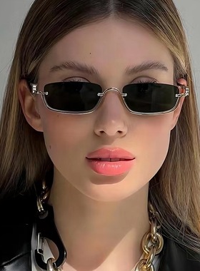 凹造型小框方形男女半框太阳眼镜