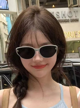 复古个性猫眼金属腿小框墨镜女显脸小高级感海鸥灰防紫外线太阳镜