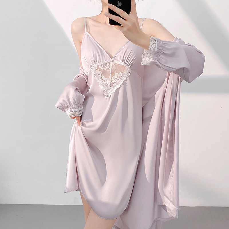 性感吊带睡裙女两件套