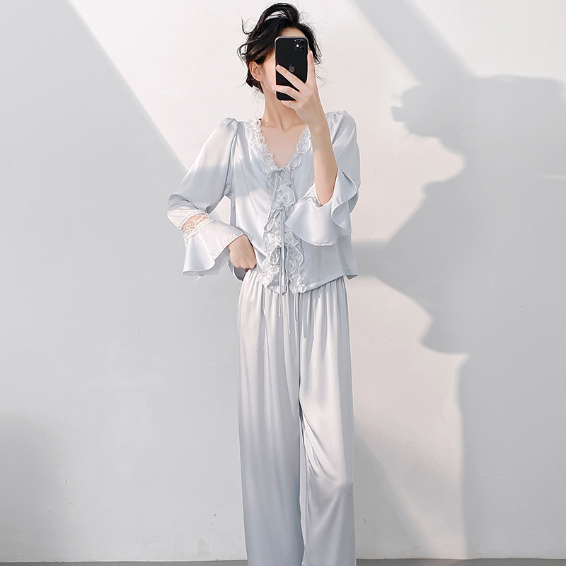 冰雪丝睡衣女春夏四件套