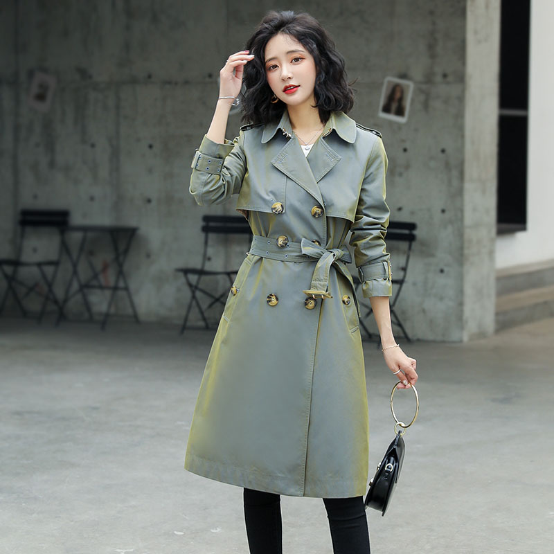 时尚渐变风衣外套女中长款