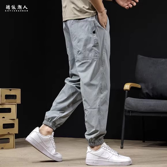 冰丝速干休闲裤男2025新款春夏薄款潮流百搭哈伦束脚大码夏天裤子