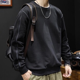 圆领卫衣男秋冬潮宽松大码加肥加大男士秋季2025新款上衣长袖男款