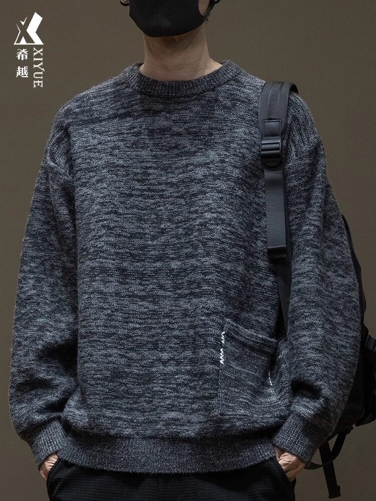 秋冬重磅休闲毛衣男加厚2025新款工装大码加肥加大内搭针织衫上衣