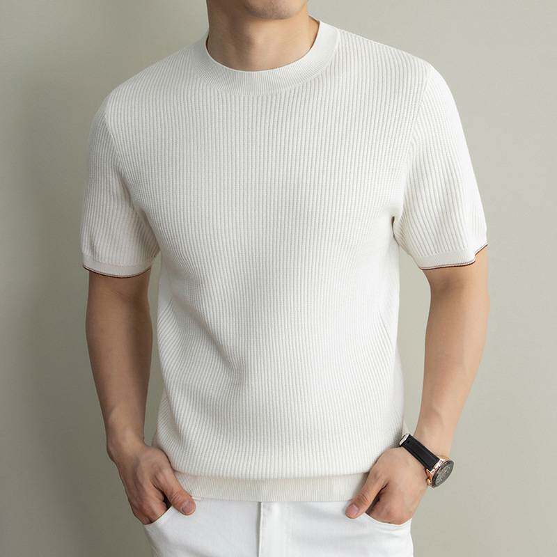 官方品牌2026夏季新款中年男士圆领时尚休闲短袖针织衫T恤宽松上