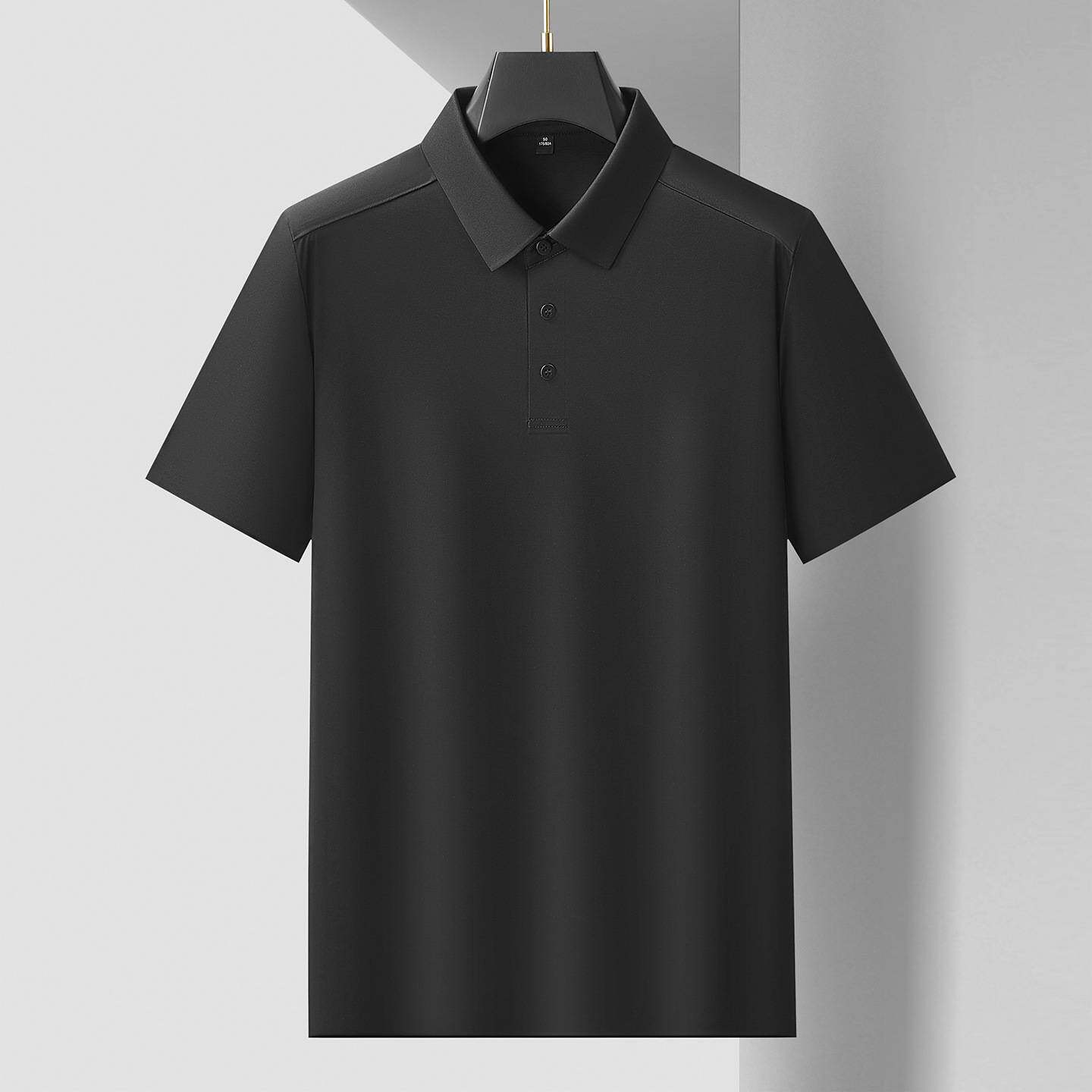 官方品牌2026年夏季新款男士加肥加大码商务休闲翻领无痕短袖T恤