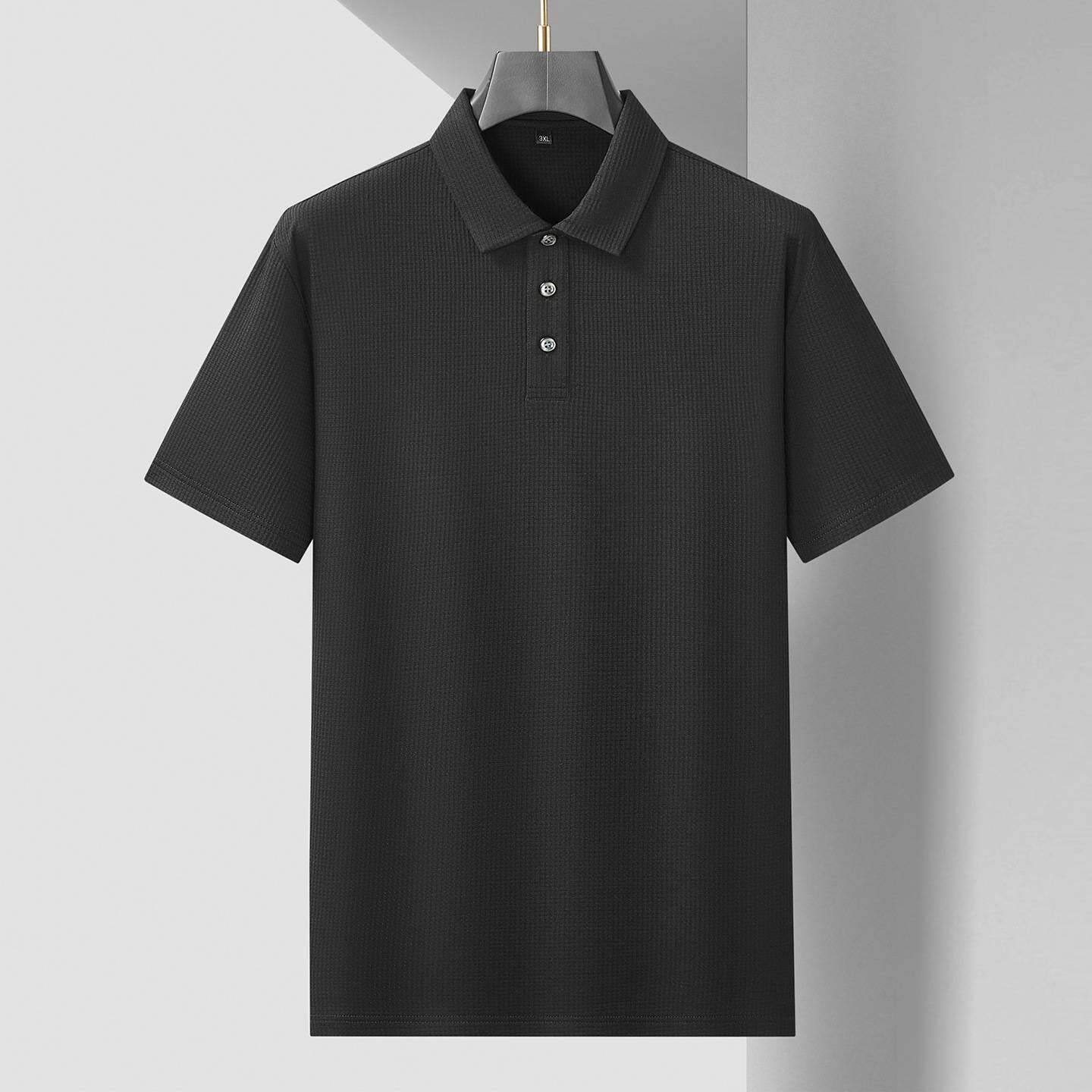 官方品牌2026年夏季新款男士加肥加大码商务休闲翻领短袖T恤