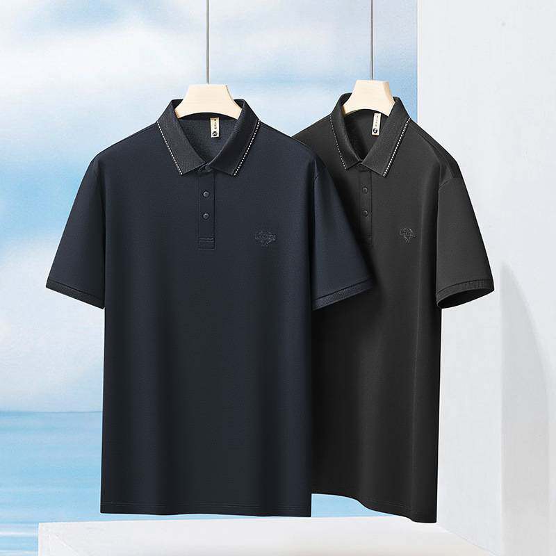 官方品牌2026年夏季新款男士加肥加大码商务休闲翻领短袖T恤男胖