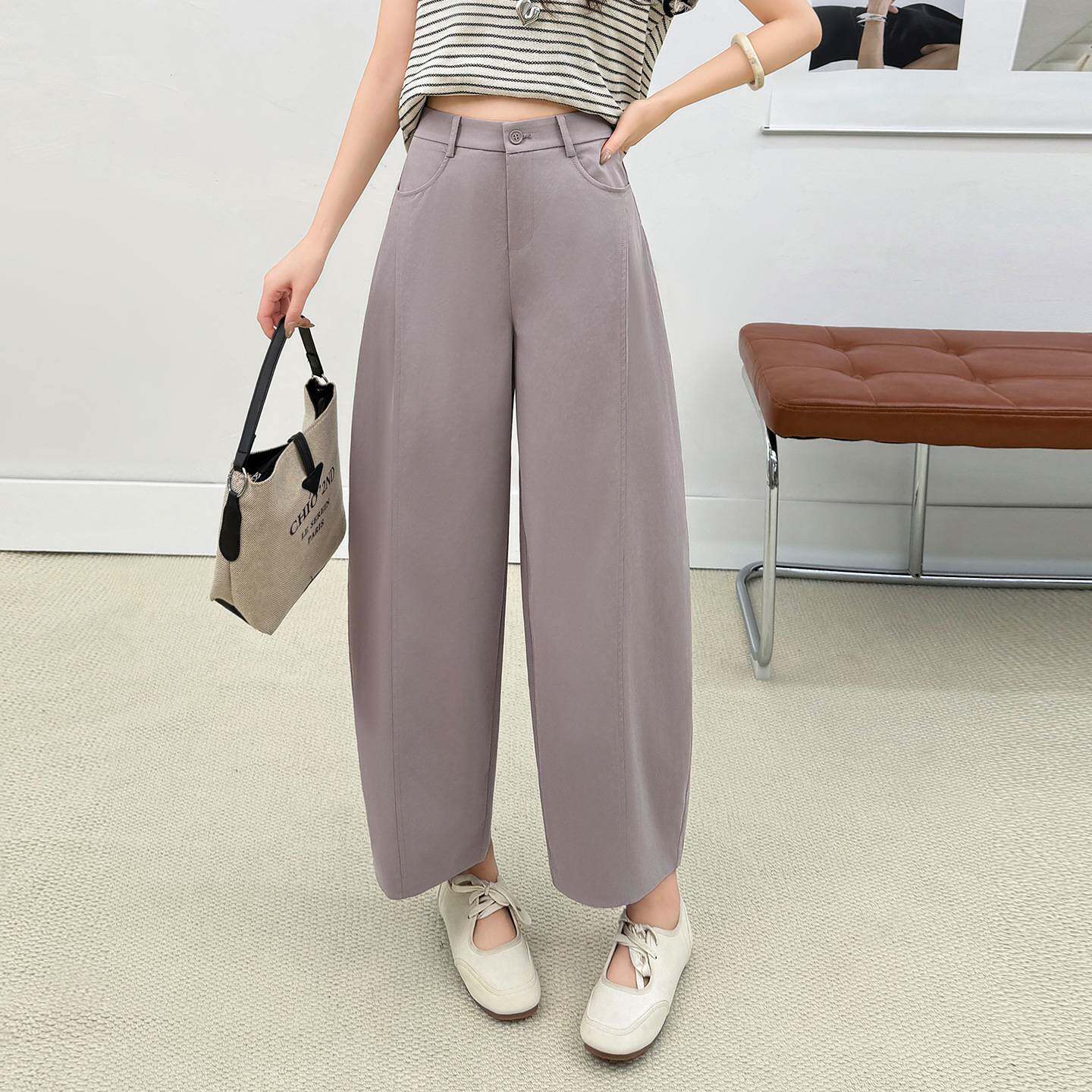 官方品牌时尚西装九分气球裤休闲裤女2026夏季新款小个子宽松显瘦