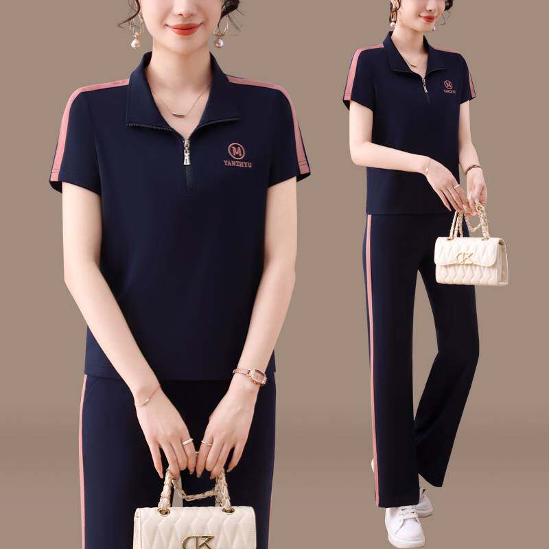 官方品牌运动套装女2026夏季时尚中长袖欧货卫衣冰丝短袖薄款休闲
