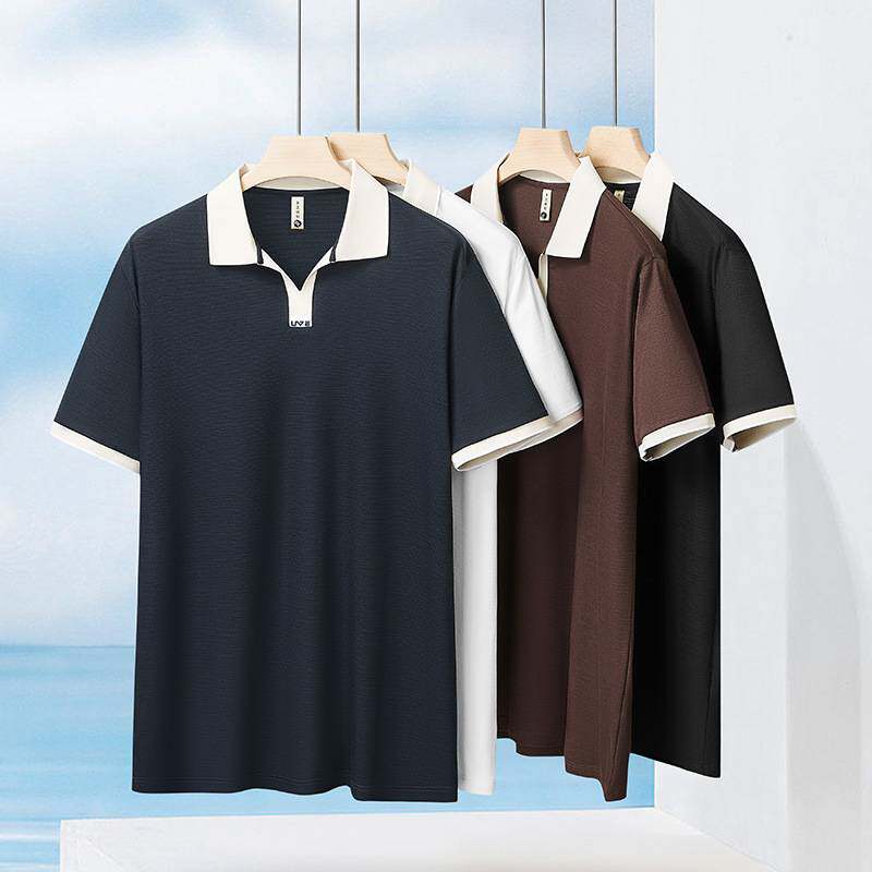 官方品牌2026年夏季新款男士加肥加大码时尚休闲翻领短袖T恤男胖
