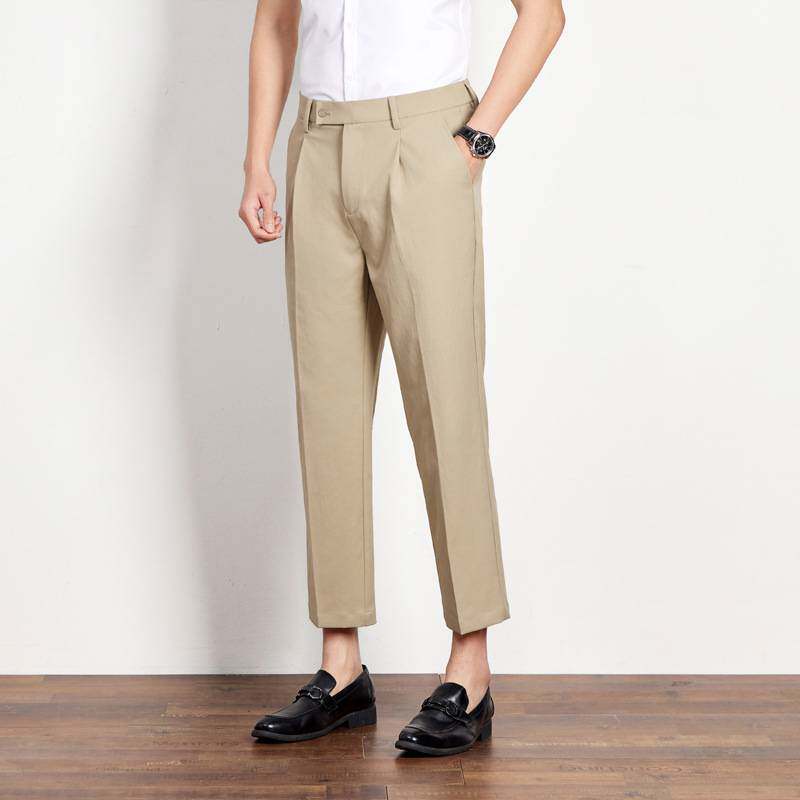 官方品牌2026春季新款中年男士薄款宽松休闲九分裤直筒裤子爸爸装