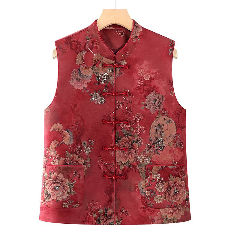 官方正品中老年人女装妈妈春秋马甲2025新款奶奶装背心老人衣服老