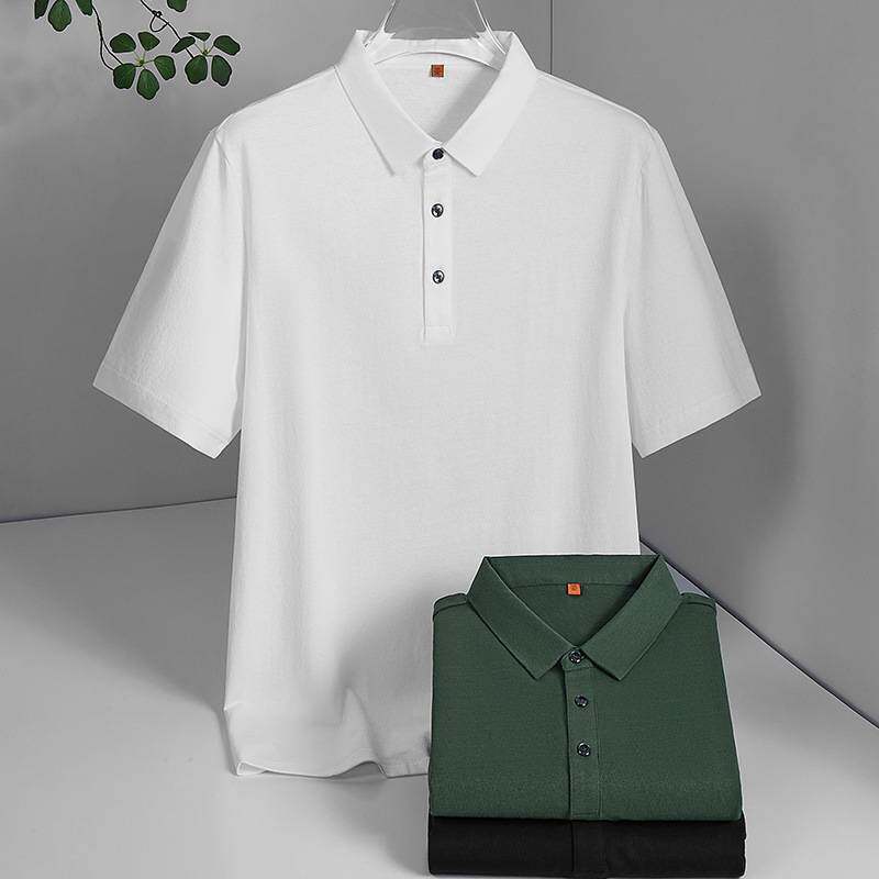 官方品牌2026年夏季新款男士加肥加大码商务休闲翻领棉麻短袖T恤