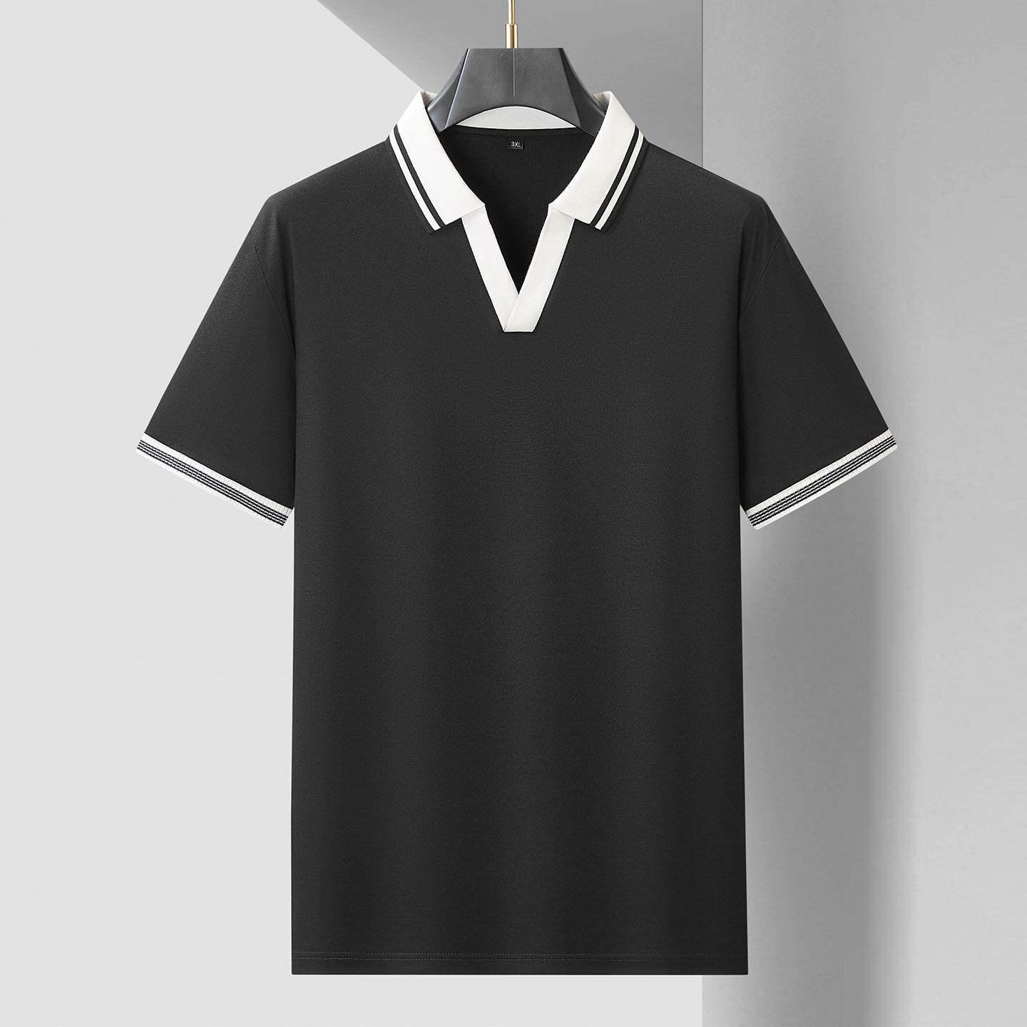 官方品牌2026年夏季新款男士加肥加大码商务休闲翻领短袖T恤