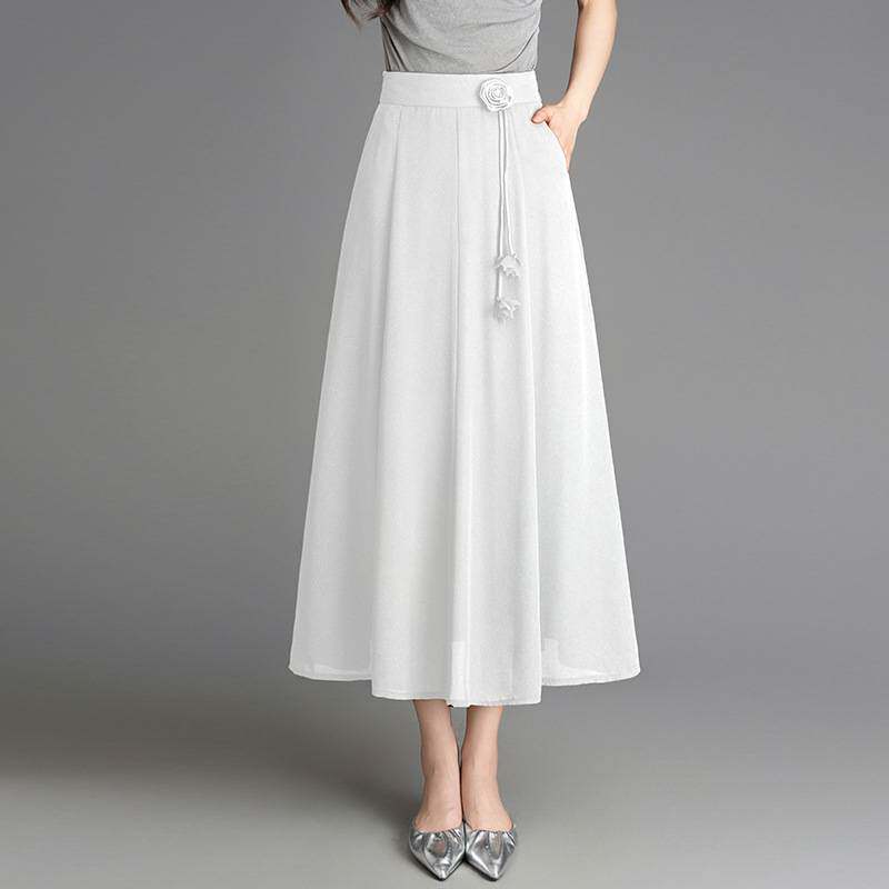 官方品牌a字裙半身裙女2026夏季新款高腰遮胯中长款大摆伞裙垂感