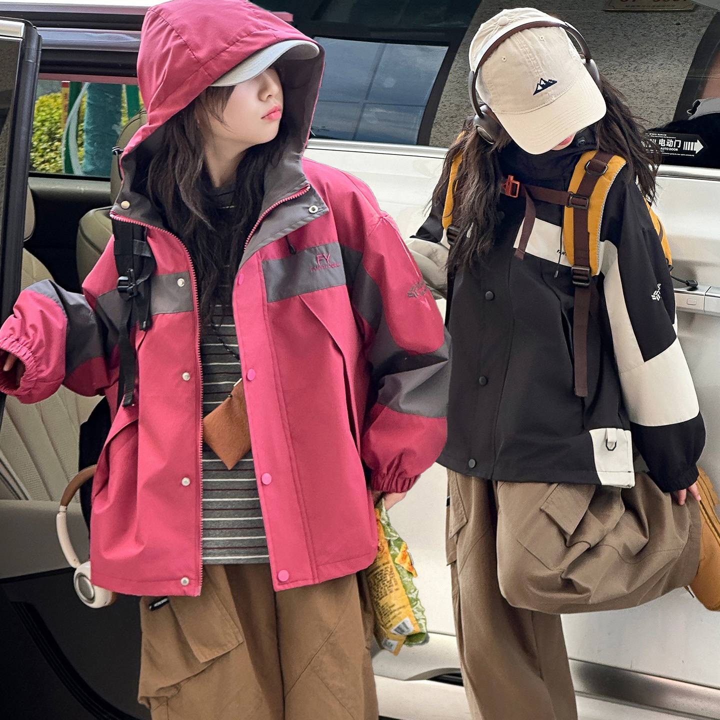 官方正品童装女童秋季外套2025新款儿童户外防风中大童时髦冲锋衣