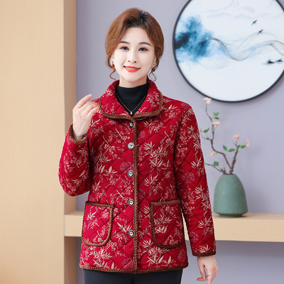 小个子妈妈大码加绒短款花棉袄