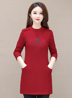 女士时尚新款加绒打底衫带口袋