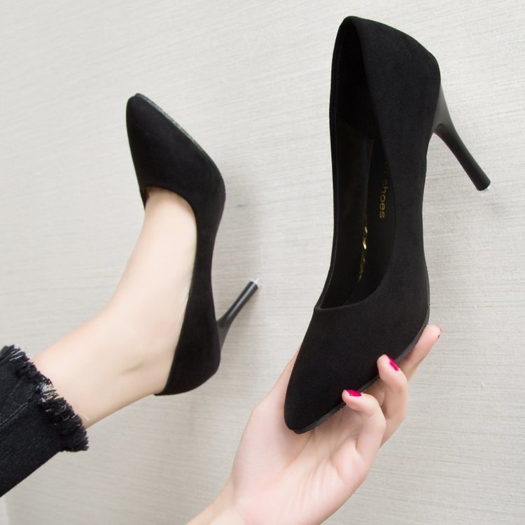 5cm春秋高跟鞋女2022裸色细跟黑色正装少女单礼仪工作职业百搭ol9