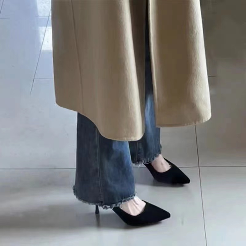 2025新款5cm高跟鞋女细跟尖头浅口单鞋气质名媛小众礼仪工作单鞋9