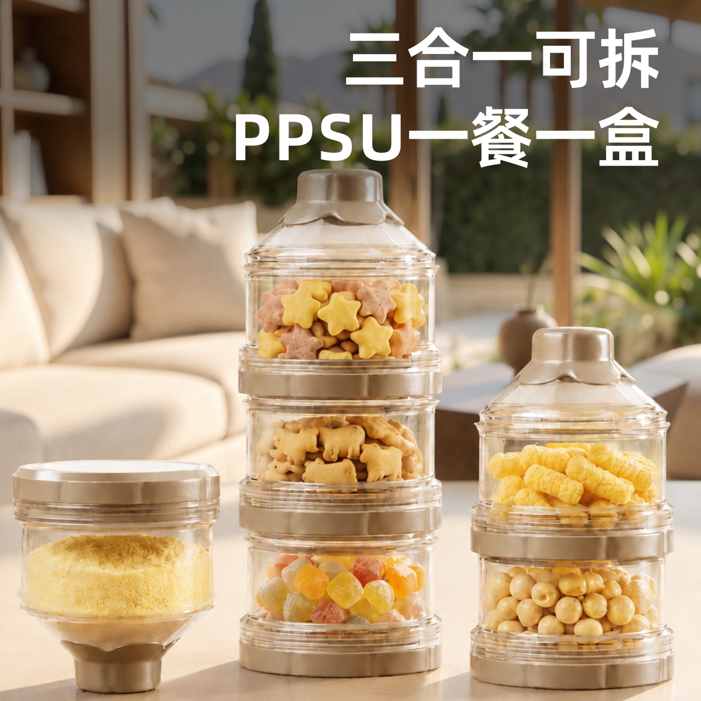 贝多喜奶粉盒便携外出分装盒大容量多层奶粉分装盒宝宝密封储存罐