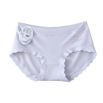 清仓 正品再生纤维素中低腰纯色笑脸可爱无痕舒适亲肤女三角内裤