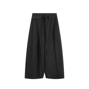 子25C W65010 百搭阔腿裤 女秋冬时尚 小小高奢 复古纯色休闲裤