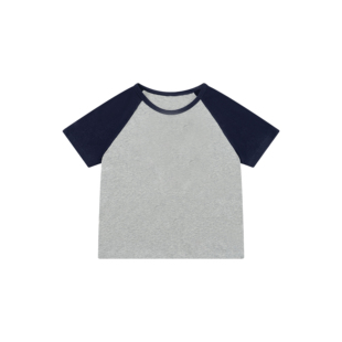 时尚 百搭韩版 拼色休闲圆领女T恤CD1A0190 小小高奢