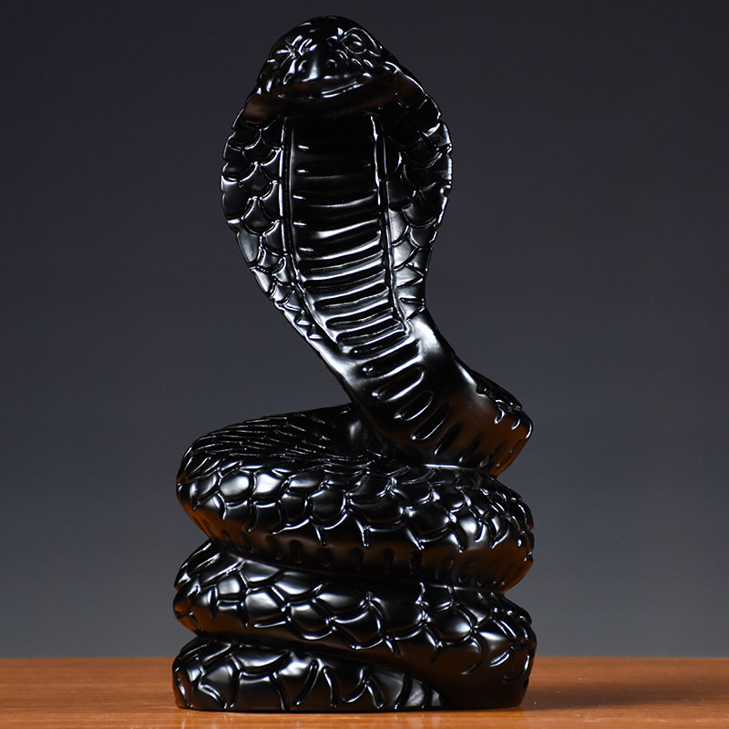 实木黑色蛇摆件实木十二生肖木制蛇眼镜蛇家居客厅装饰红木工艺品